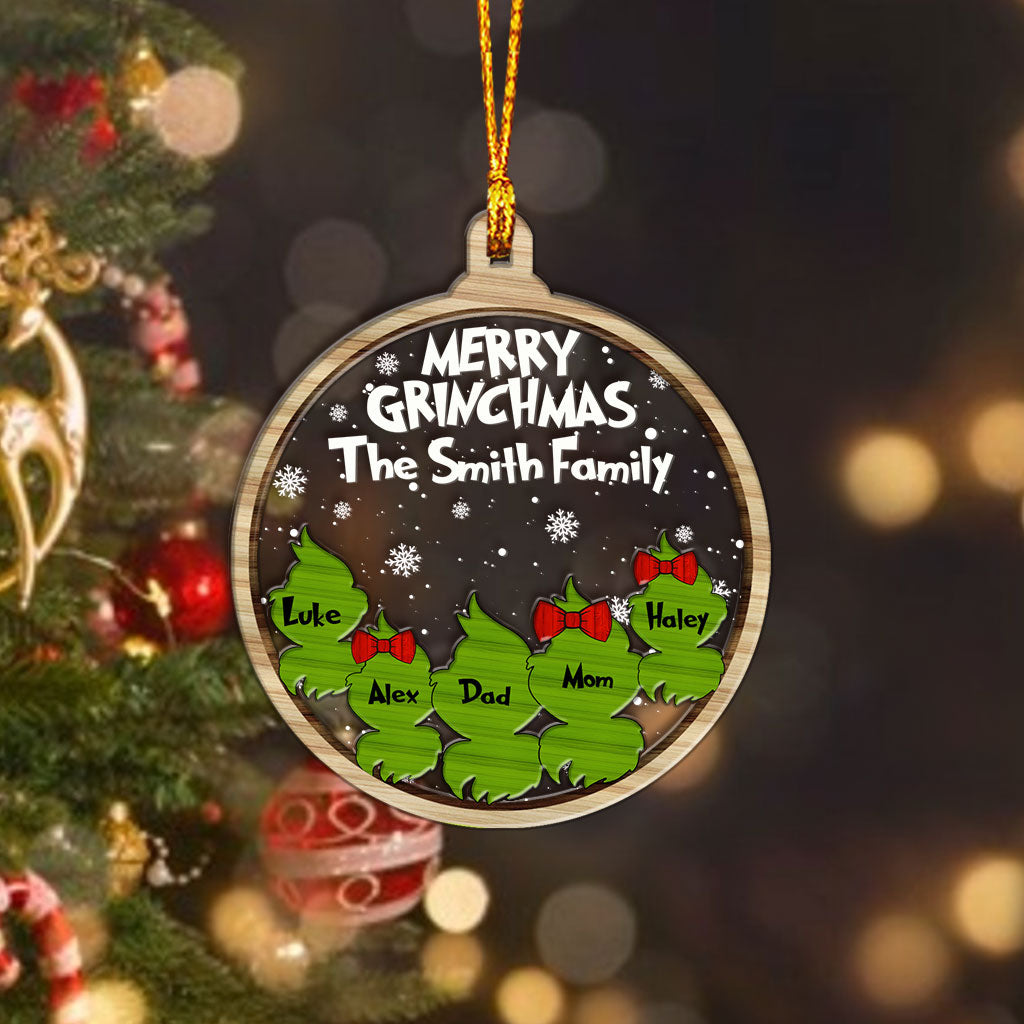 Personalized Grinch Family Ornament Custom Names Christmas Gift Layers Mix Ornament GradoCreations