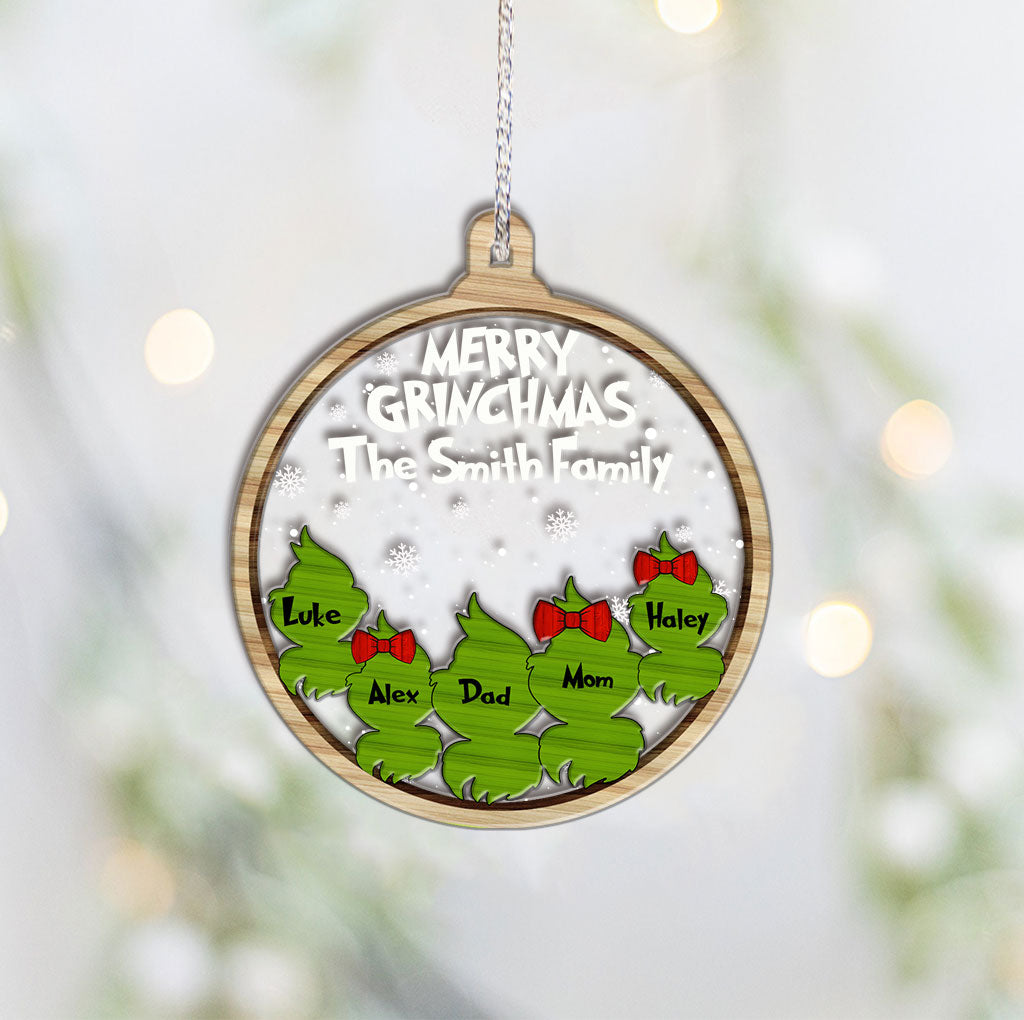 Personalized Grinch Family Ornament Custom Names Christmas Gift Layers Mix Ornament GradoCreations