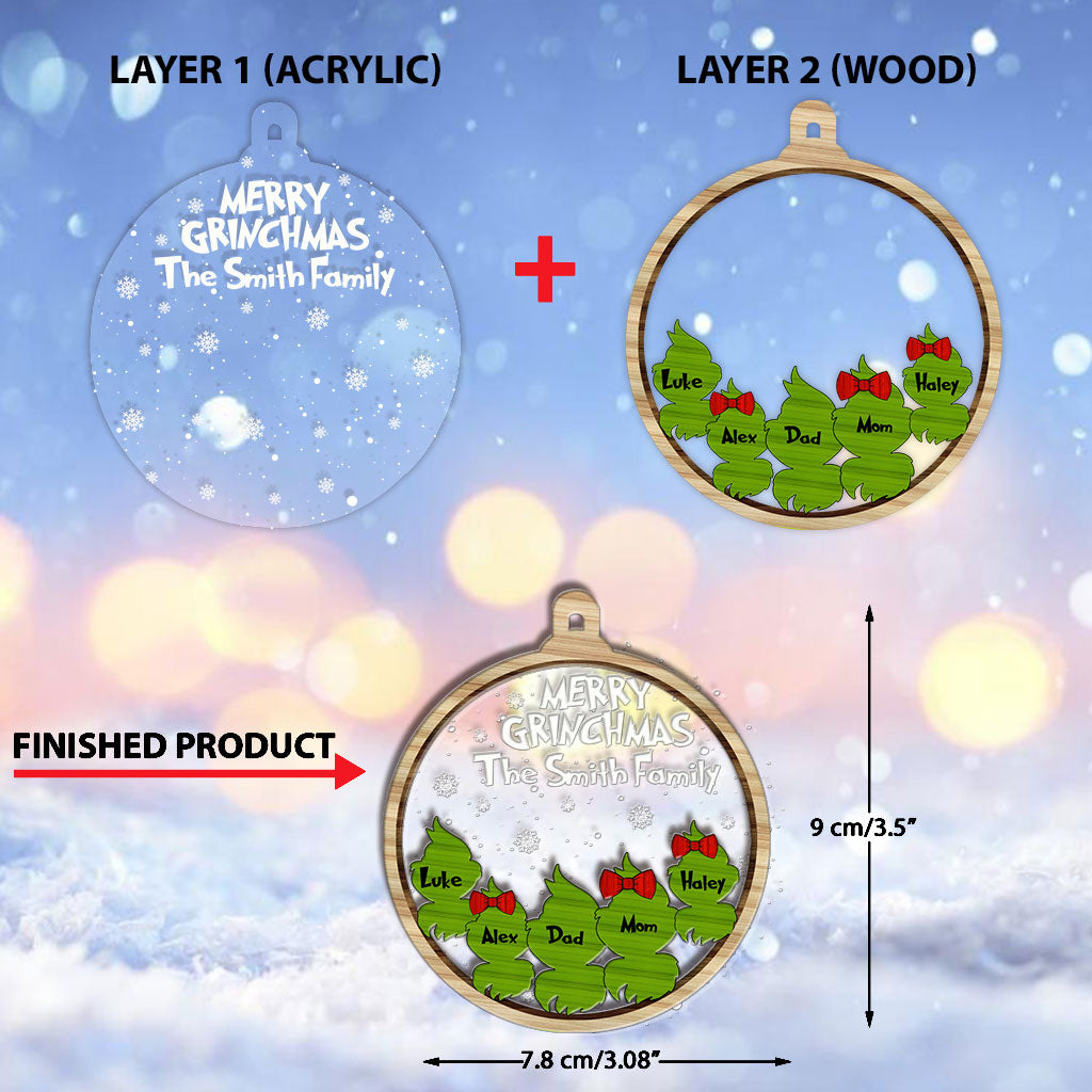 Personalized Grinch Family Ornament Custom Names Christmas Gift Layers Mix Ornament GradoCreations