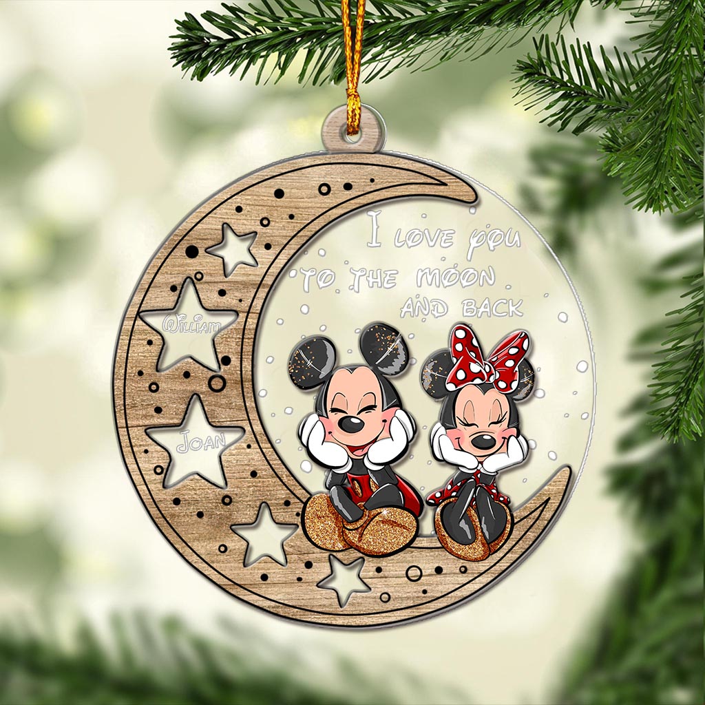 Personalized Moon and Stars Ornament Custom Names Gift for Christmas Layers Mix Ornament GradoCreations