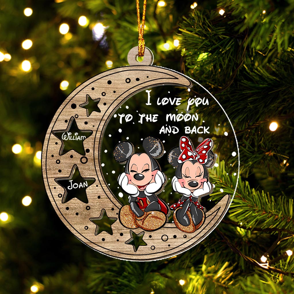 Personalized Moon and Stars Ornament Custom Names Gift for Christmas Layers Mix Ornament GradoCreations