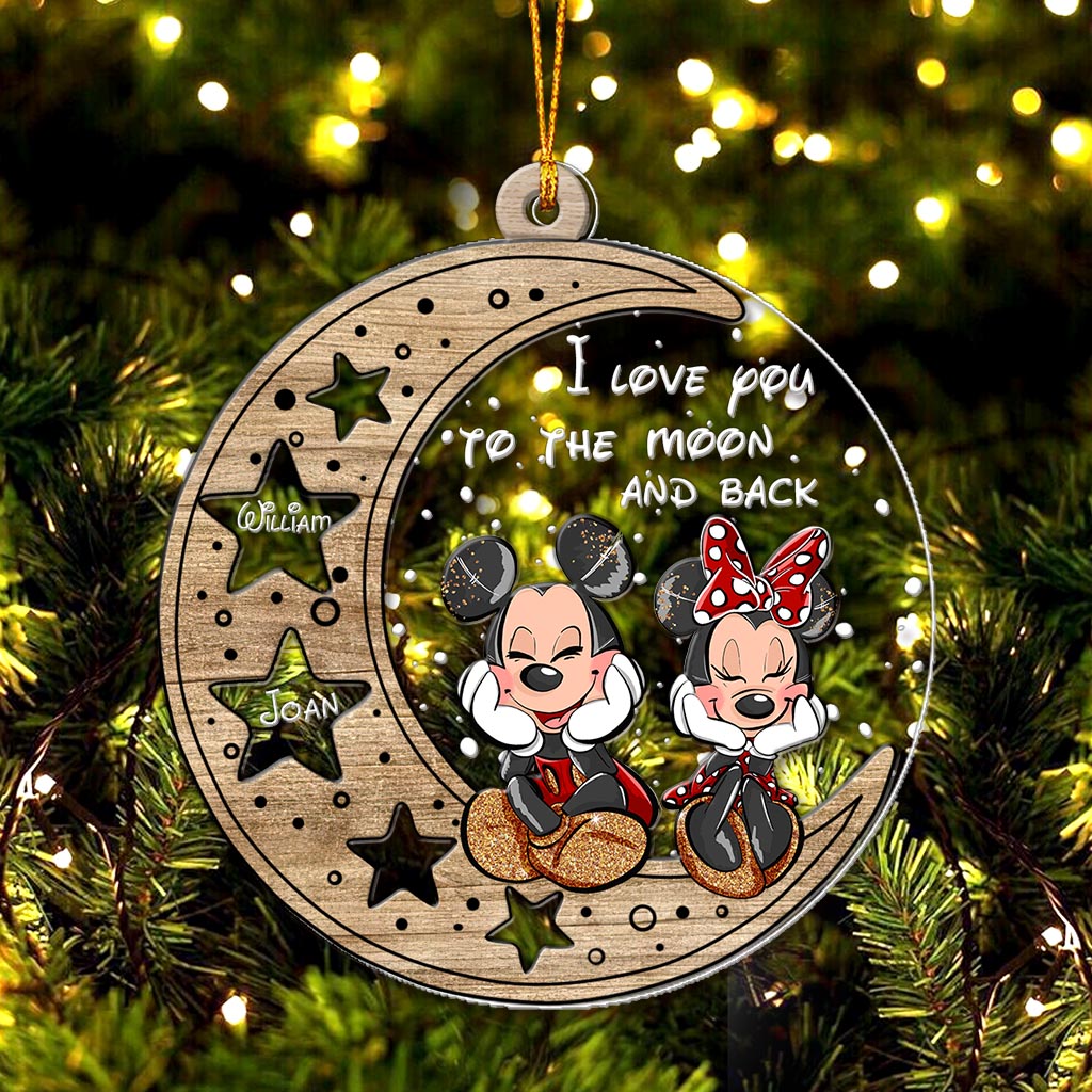 Personalized Moon and Stars Ornament Custom Names Gift for Christmas Layers Mix Ornament GradoCreations