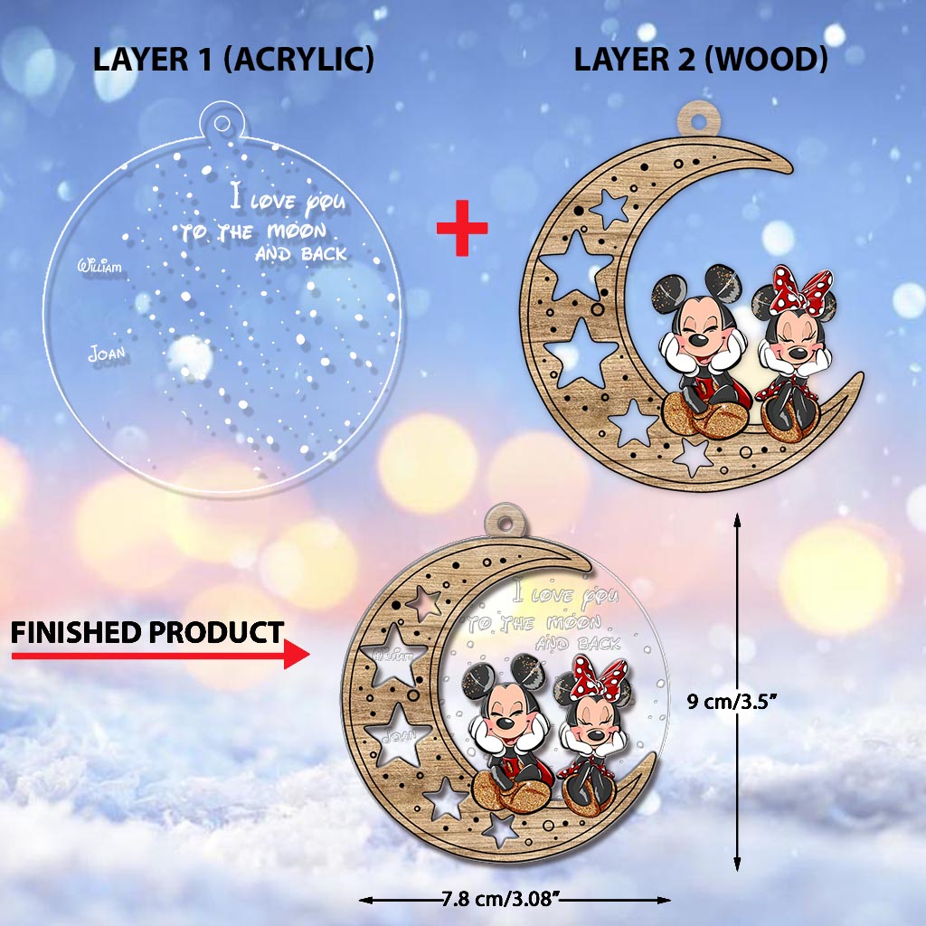 Personalized Moon and Stars Ornament Custom Names Gift for Christmas Layers Mix Ornament GradoCreations