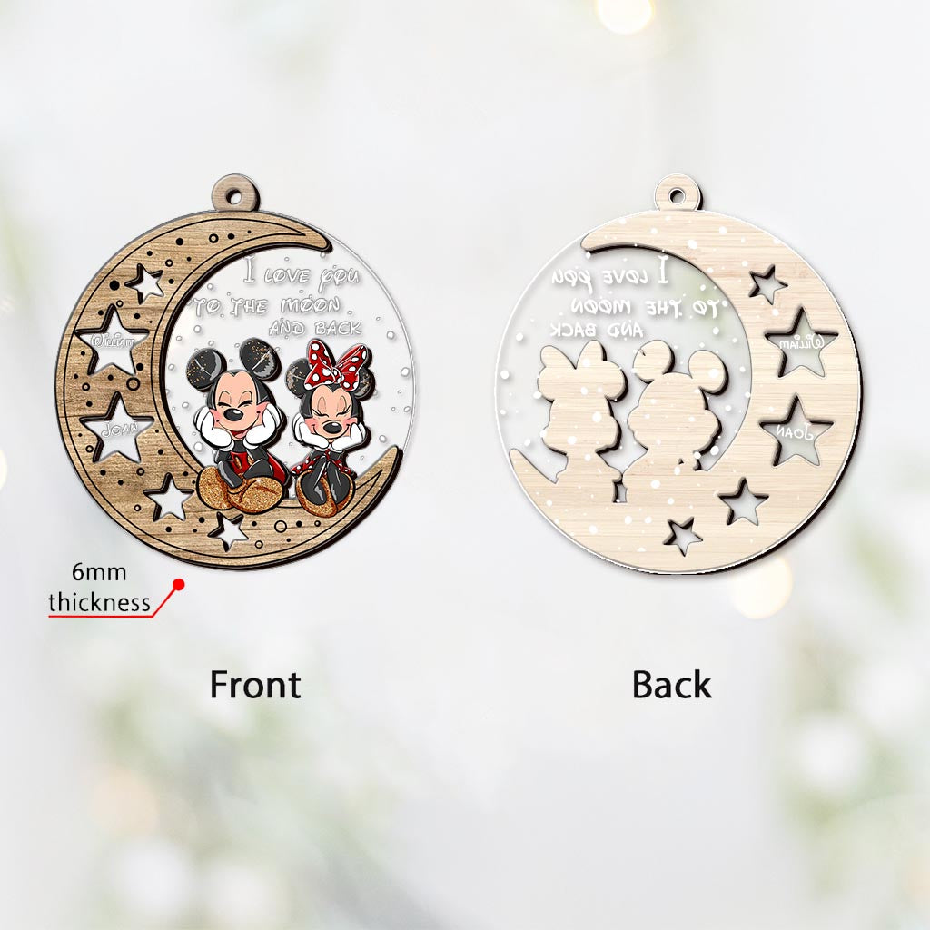 Personalized Moon and Stars Ornament Custom Names Gift for Christmas Layers Mix Ornament GradoCreations