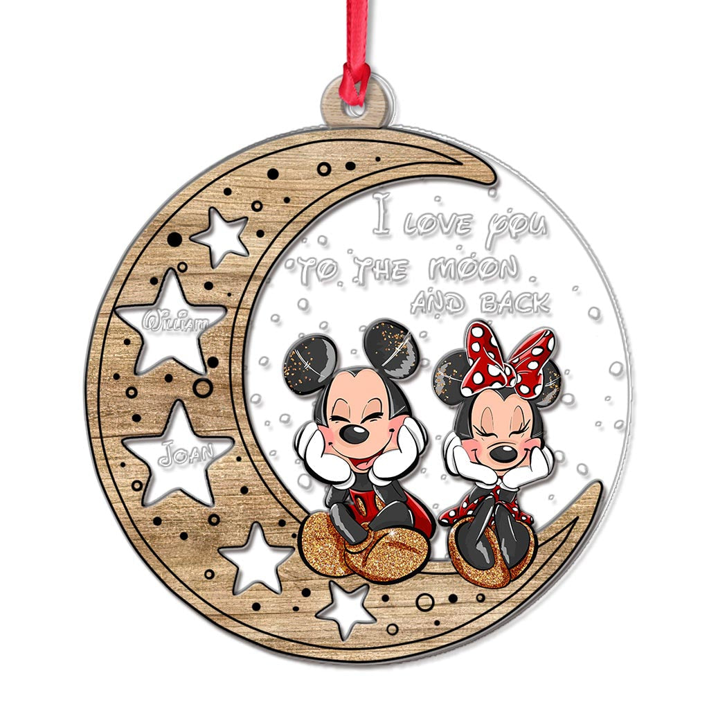 Personalized Moon and Stars Ornament Custom Names Gift for Christmas Layers Mix Ornament GradoCreations