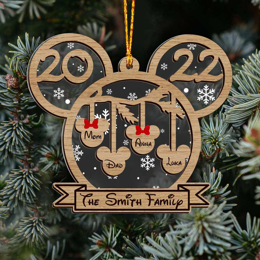 Personalized Family Christmas Mouse Ornament Custom Name 2022 Gift Layers Mix Ornament GradoCreations