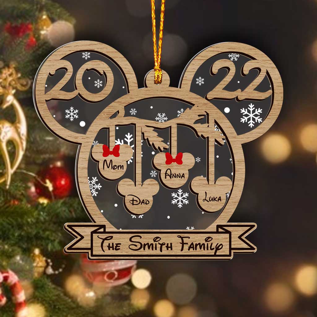 Personalized Family Christmas Mouse Ornament Custom Name 2022 Gift Layers Mix Ornament GradoCreations