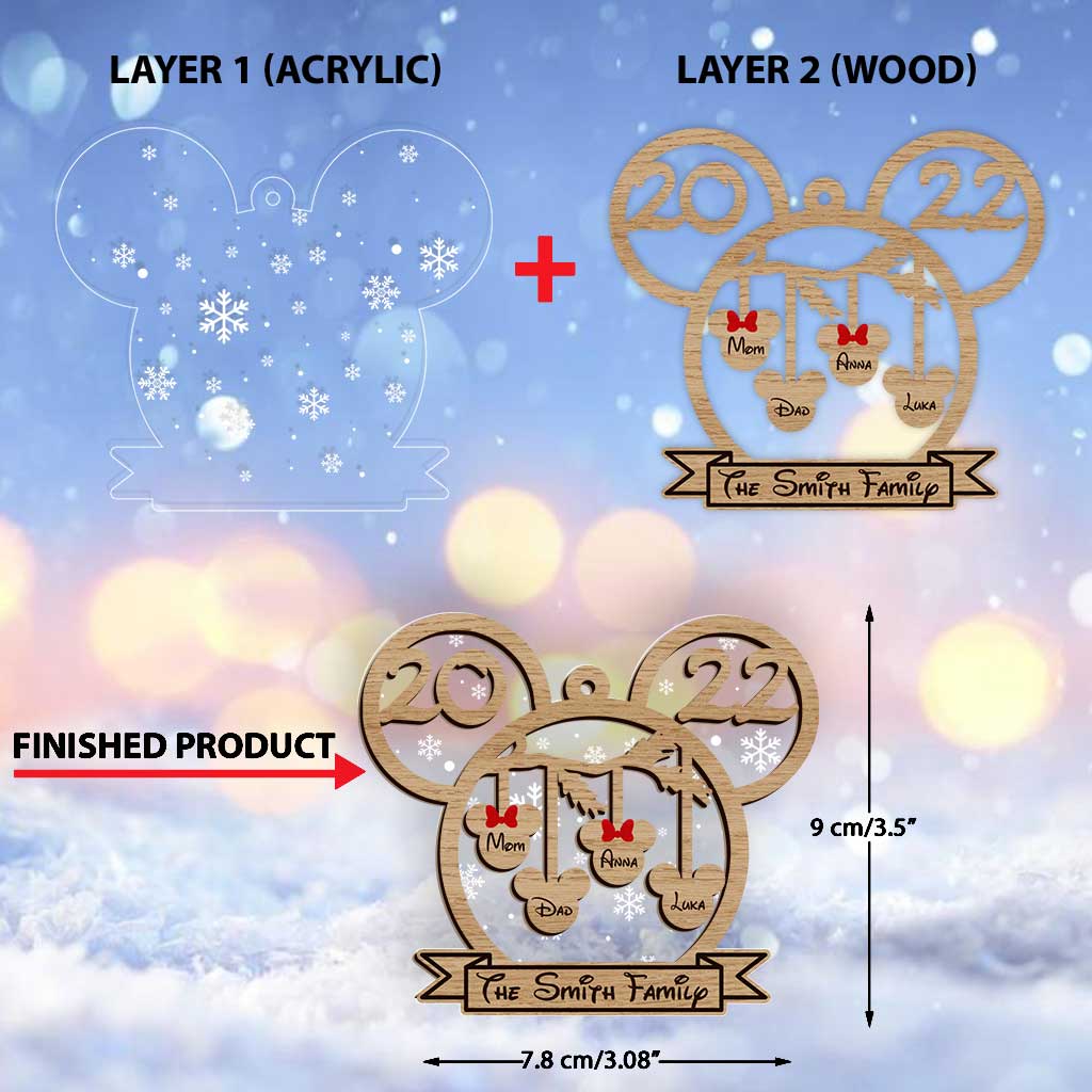 Personalized Family Christmas Mouse Ornament Custom Name 2022 Gift Layers Mix Ornament GradoCreations