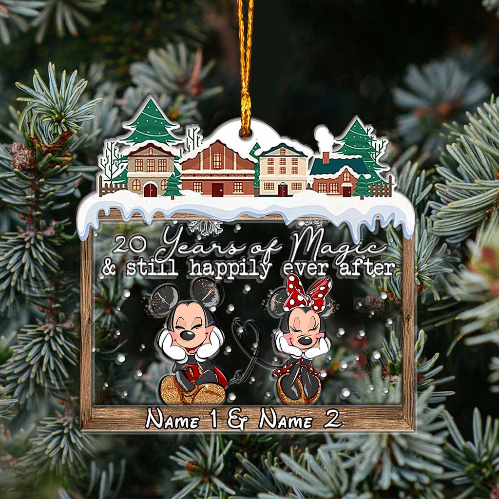 Personalized Christmas Mouse Ears Ornament Custom Names Gift for Couple Layers Mix Ornament GradoCreations