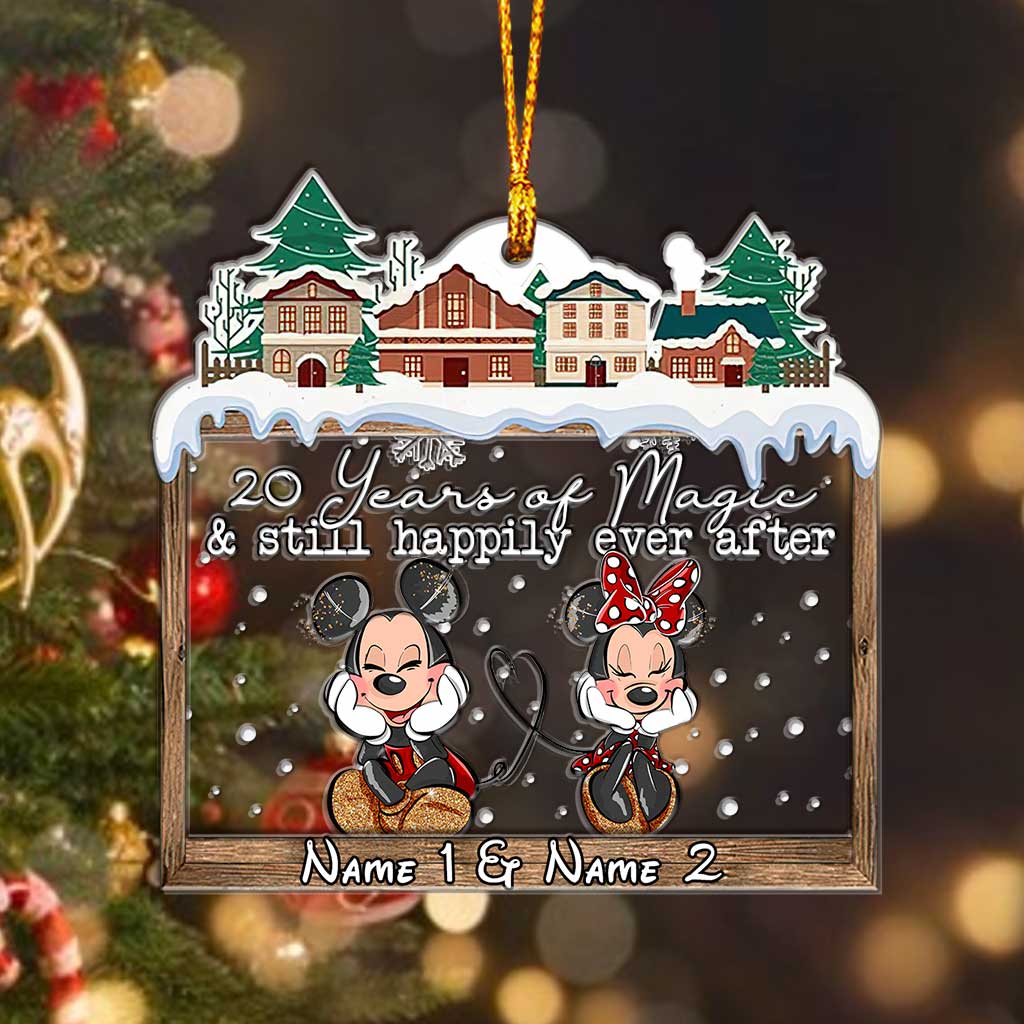 Personalized Christmas Mouse Ears Ornament Custom Names Gift for Couple Layers Mix Ornament GradoCreations