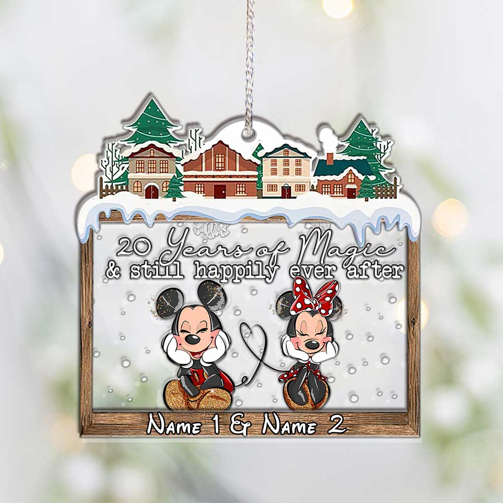 Personalized Christmas Mouse Ears Ornament Custom Names Gift for Couple Layers Mix Ornament GradoCreations