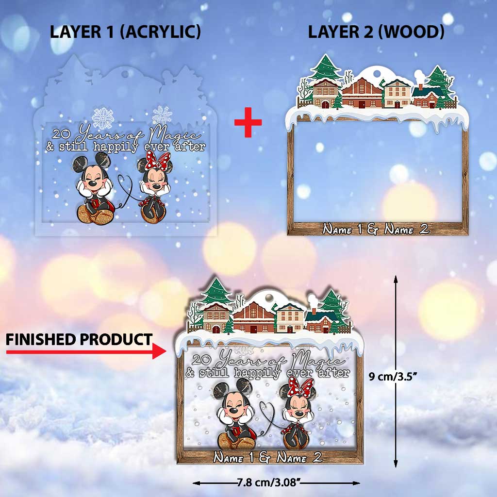 Personalized Christmas Mouse Ears Ornament Custom Names Gift for Couple Layers Mix Ornament GradoCreations