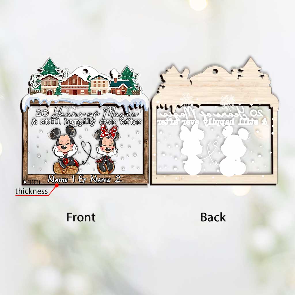 Personalized Christmas Mouse Ears Ornament Custom Names Gift for Couple Layers Mix Ornament GradoCreations