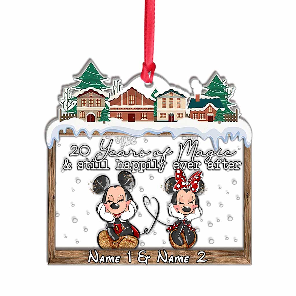 Personalized Christmas Mouse Ears Ornament Custom Names Gift for Couple Layers Mix Ornament GradoCreations