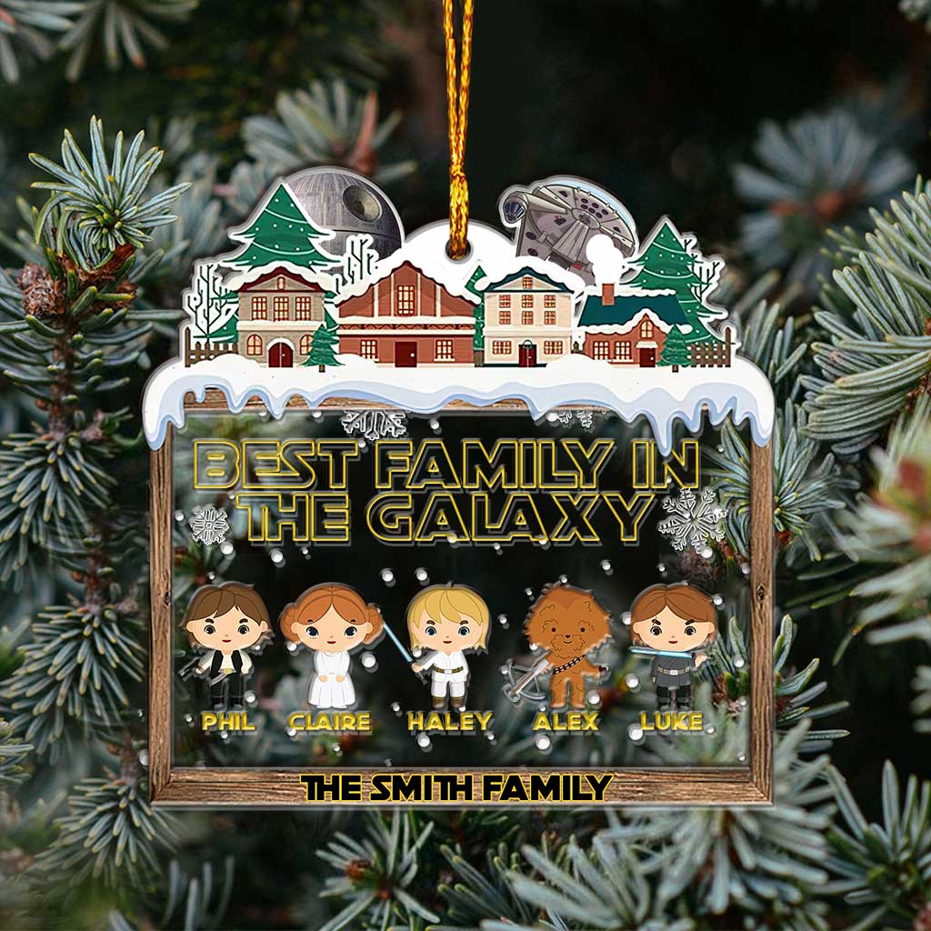 Personalized Christmas Ornament Best Family in the Galaxy Gift Layers Mix Ornament GradoCreations