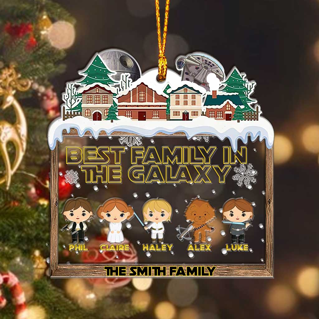 Personalized Christmas Ornament Best Family in the Galaxy Gift Layers Mix Ornament GradoCreations