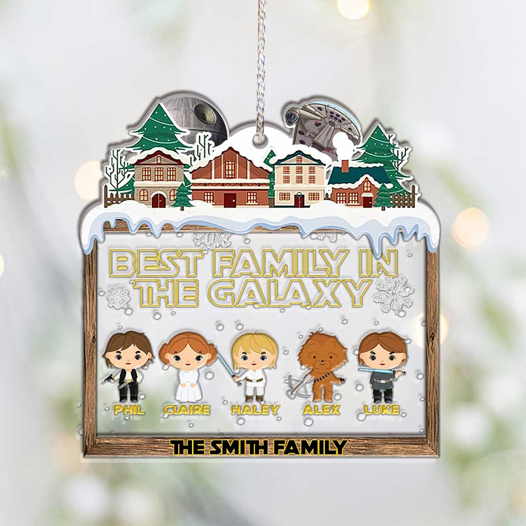 Personalized Christmas Ornament Best Family in the Galaxy Gift Layers Mix Ornament GradoCreations