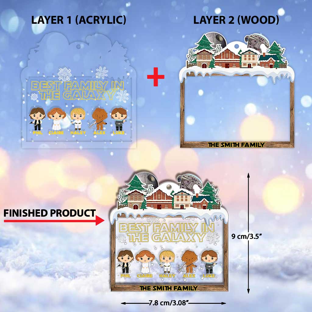 Personalized Christmas Ornament Best Family in the Galaxy Gift Layers Mix Ornament GradoCreations