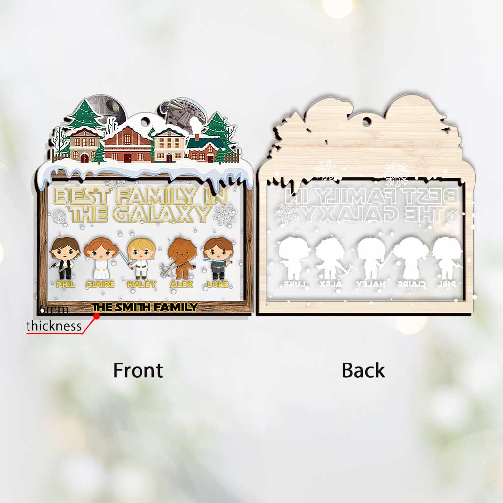 Personalized Christmas Ornament Best Family in the Galaxy Gift Layers Mix Ornament GradoCreations