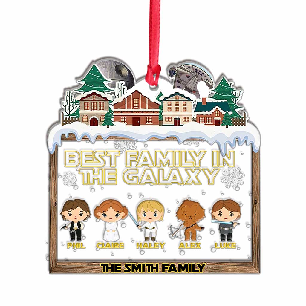 Personalized Christmas Ornament Best Family in the Galaxy Gift Layers Mix Ornament GradoCreations