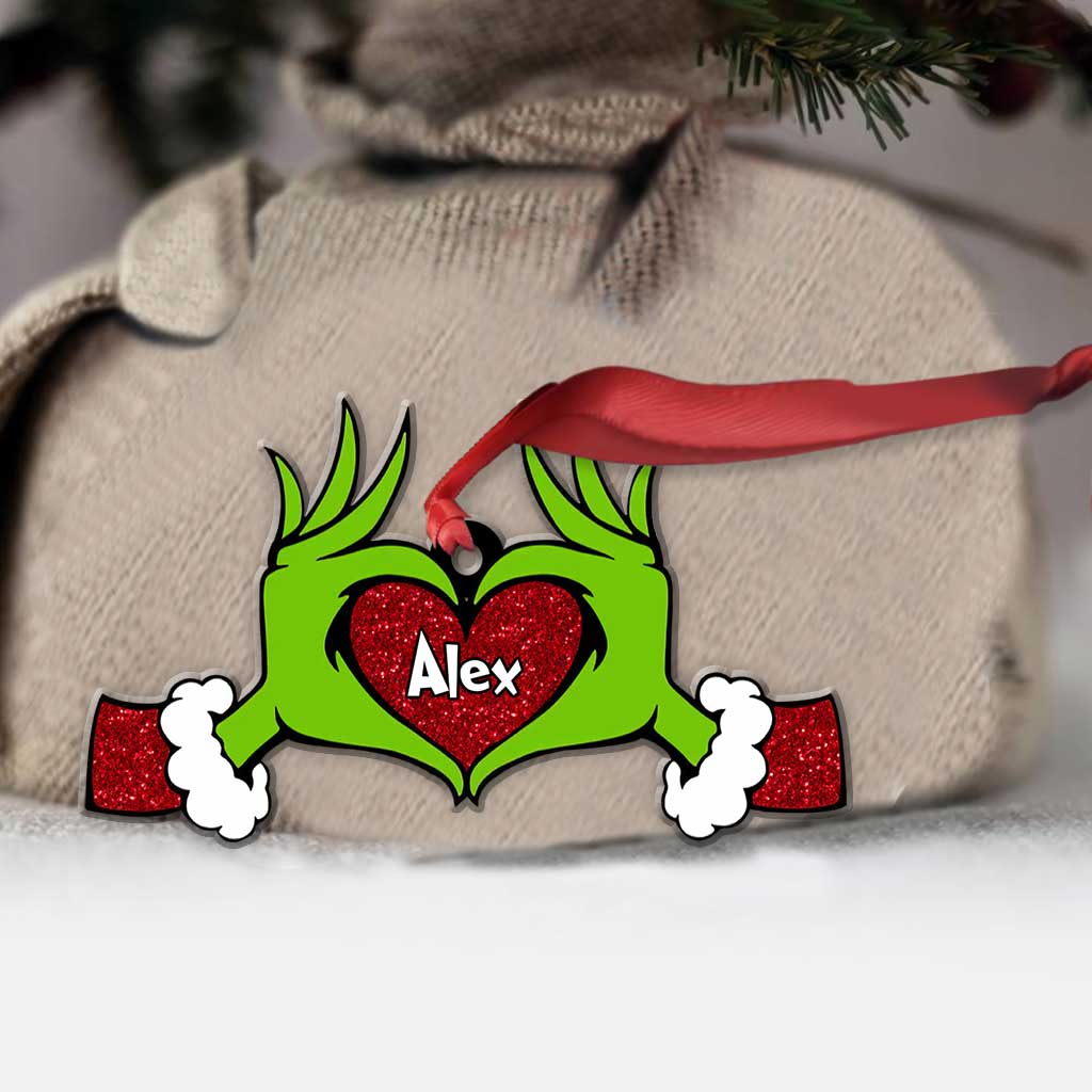 Personalized Grinch Heart Ornament Custom Name Christmas Gift Ornament GradoCreations