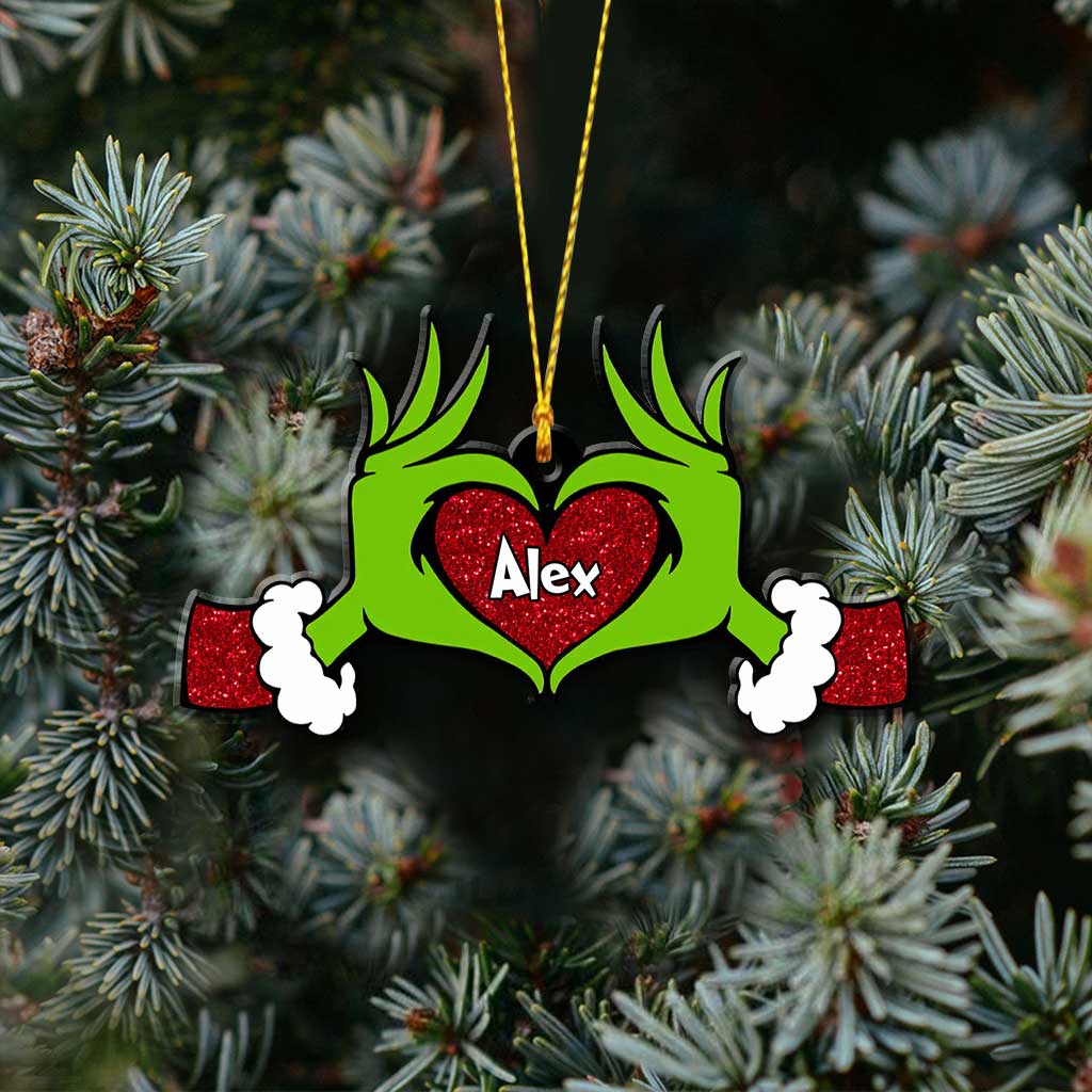 Personalized Grinch Heart Ornament Custom Name Christmas Gift Ornament GradoCreations