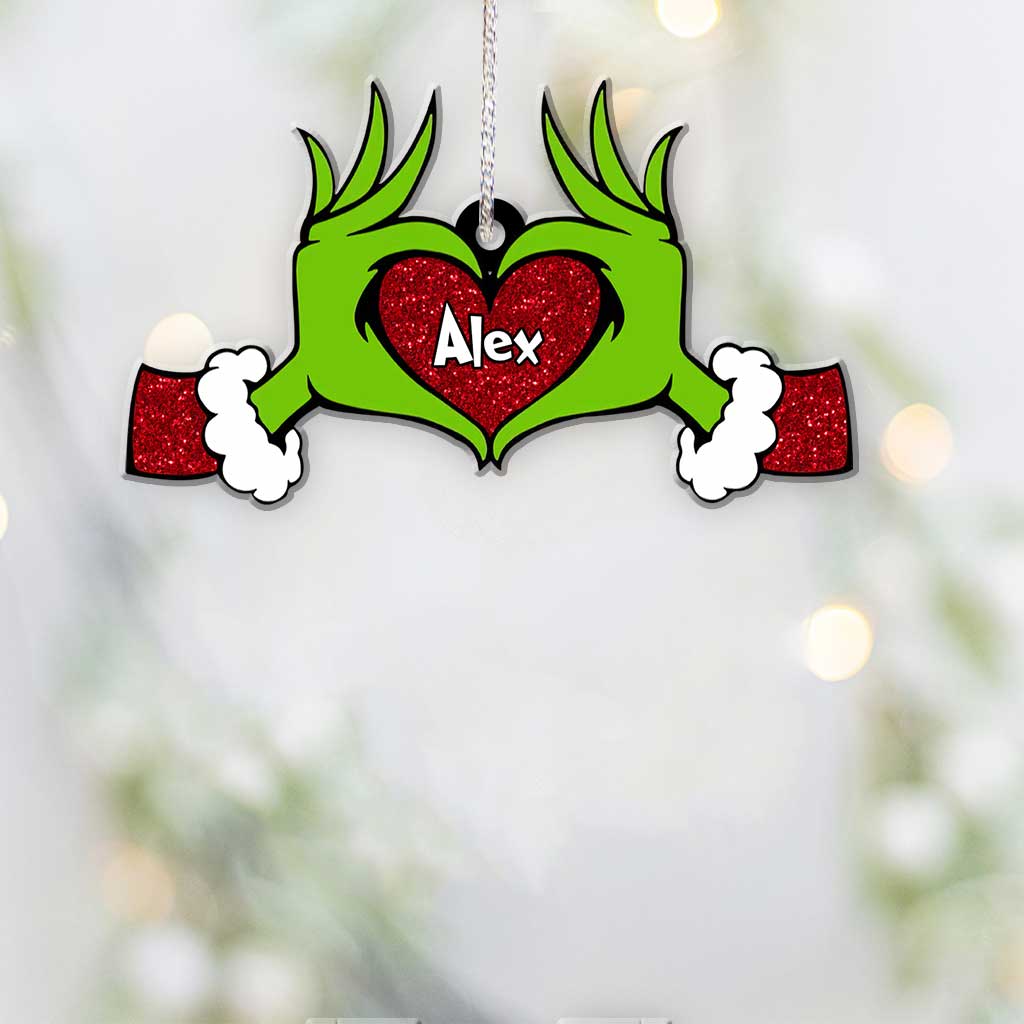 Personalized Grinch Heart Ornament Custom Name Christmas Gift Ornament GradoCreations