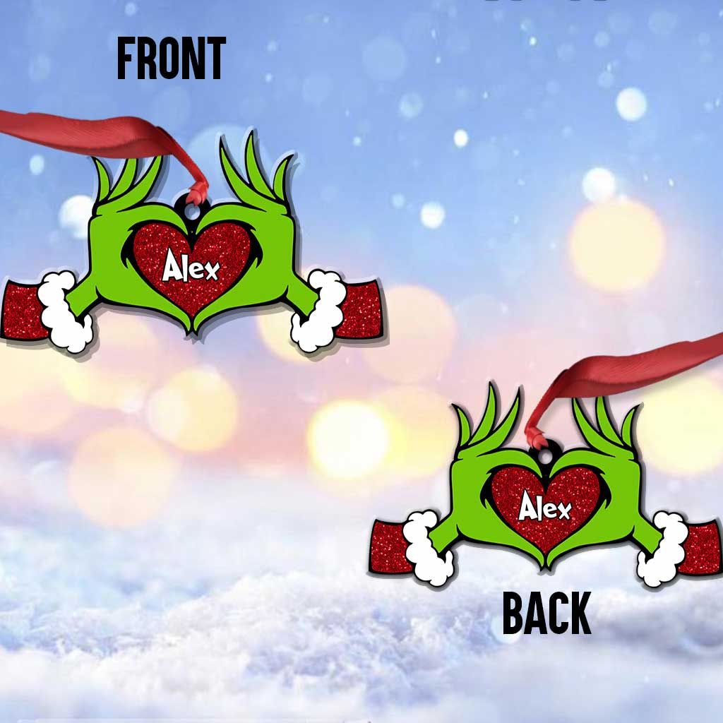 Personalized Grinch Heart Ornament Custom Name Christmas Gift Ornament GradoCreations