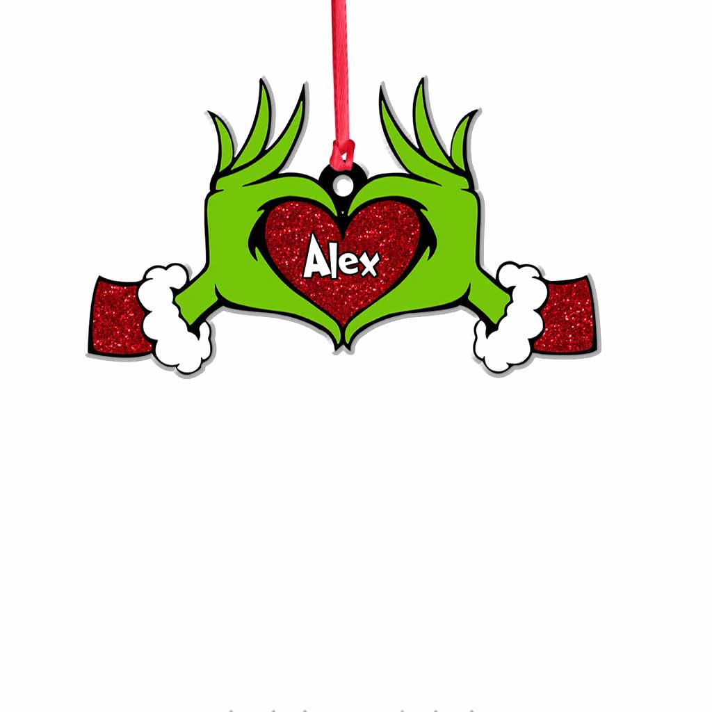 Personalized Grinch Heart Ornament Custom Name Christmas Gift Ornament GradoCreations