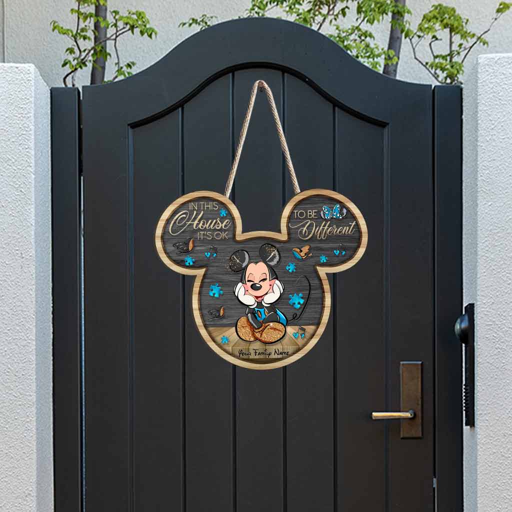 Personalized Autism Awareness Wood Sign with Mickey Mouse Design Wood Sign GradoCreations