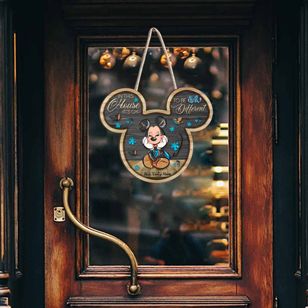 Personalized Autism Awareness Wood Sign with Mickey Mouse Design Wood Sign GradoCreations