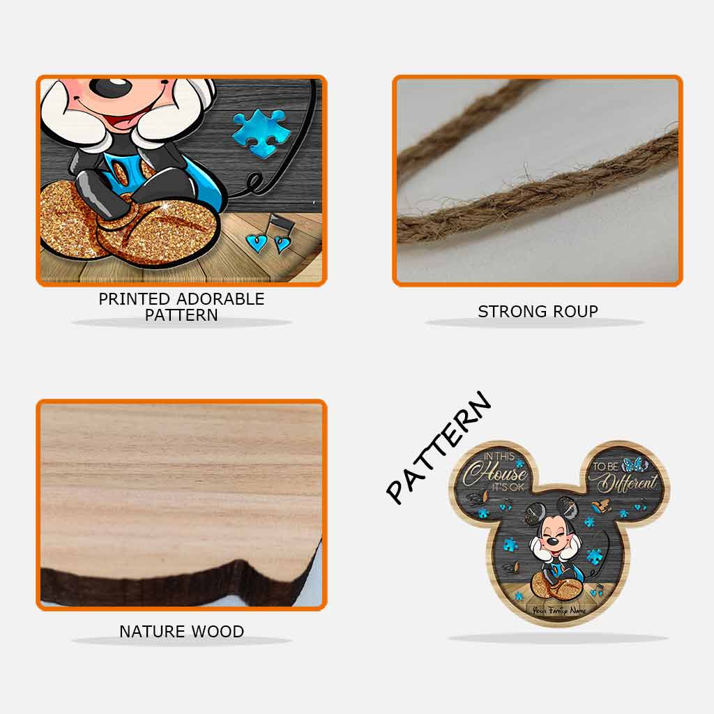 Personalized Autism Awareness Wood Sign with Mickey Mouse Design Wood Sign GradoCreations
