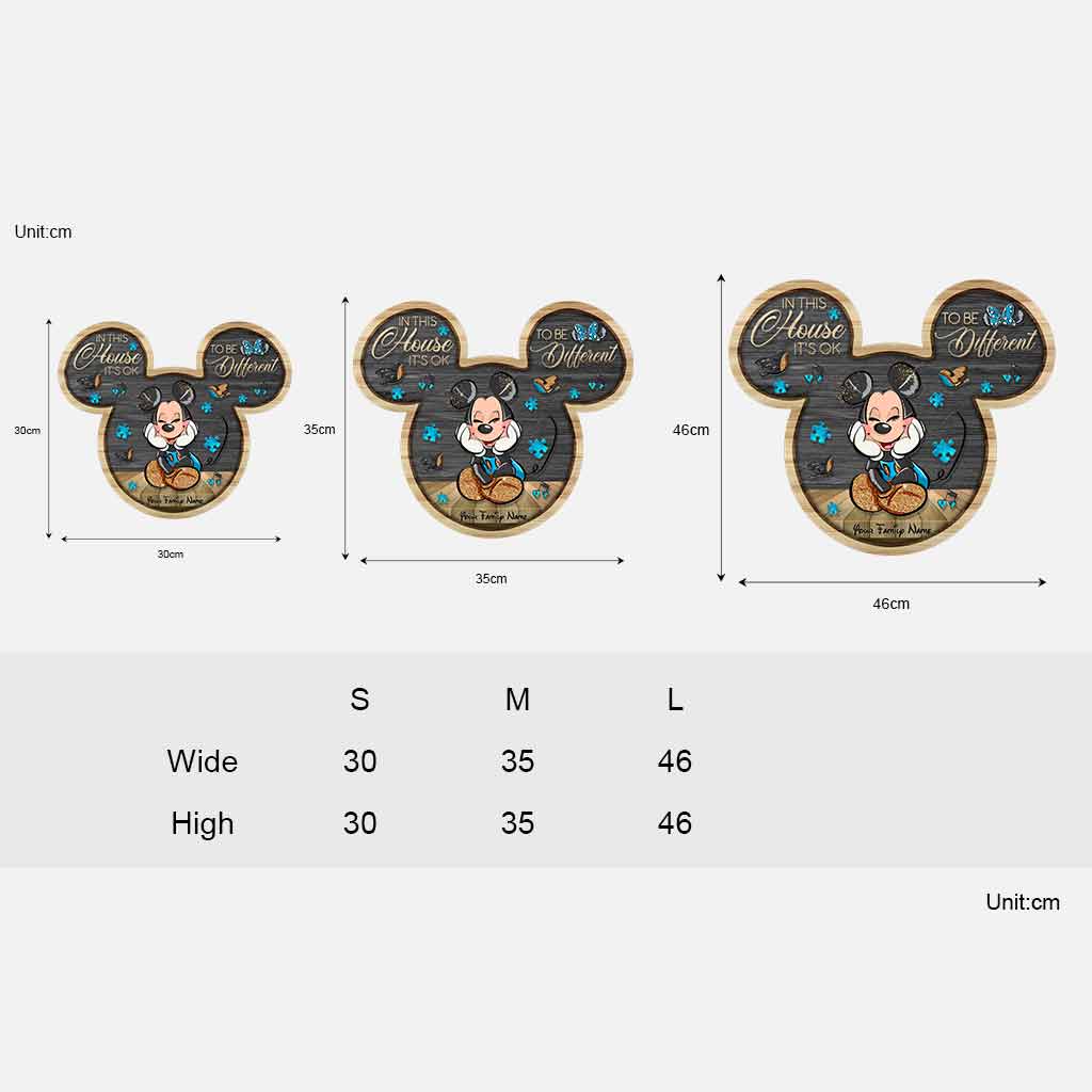 Personalized Autism Awareness Wood Sign with Mickey Mouse Design Wood Sign GradoCreations