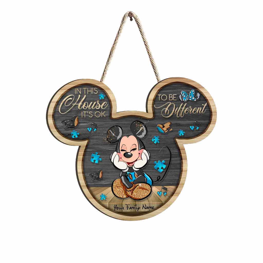 Personalized Autism Awareness Wood Sign with Mickey Mouse Design Wood Sign GradoCreations