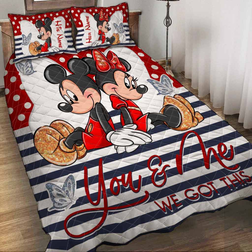 Personalized Mickey & Minnie Quilt Set for Couples | Unique Wedding Gift Quilt Set GradoCreations