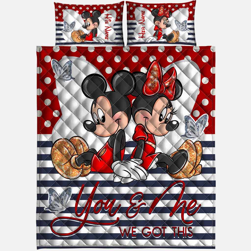 Personalized Mickey & Minnie Quilt Set for Couples | Unique Wedding Gift Quilt Set GradoCreations