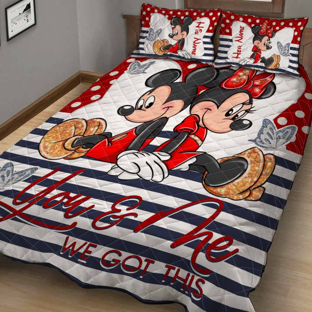 Personalized Mickey & Minnie Quilt Set for Couples | Unique Wedding Gift Quilt Set GradoCreations
