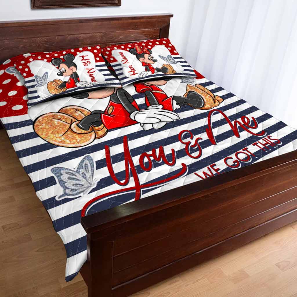 Personalized Mickey & Minnie Quilt Set for Couples | Unique Wedding Gift Quilt Set GradoCreations