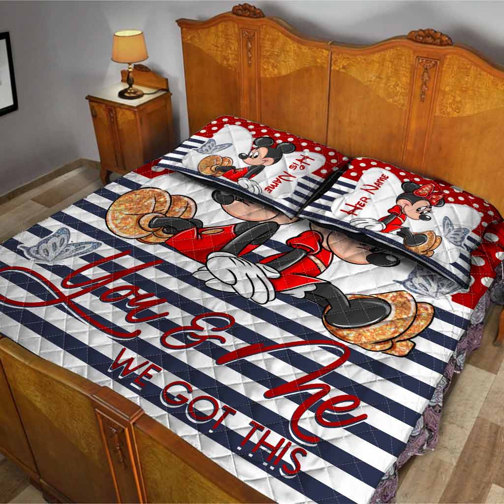 Personalized Mickey & Minnie Quilt Set for Couples | Unique Wedding Gift Quilt Set GradoCreations