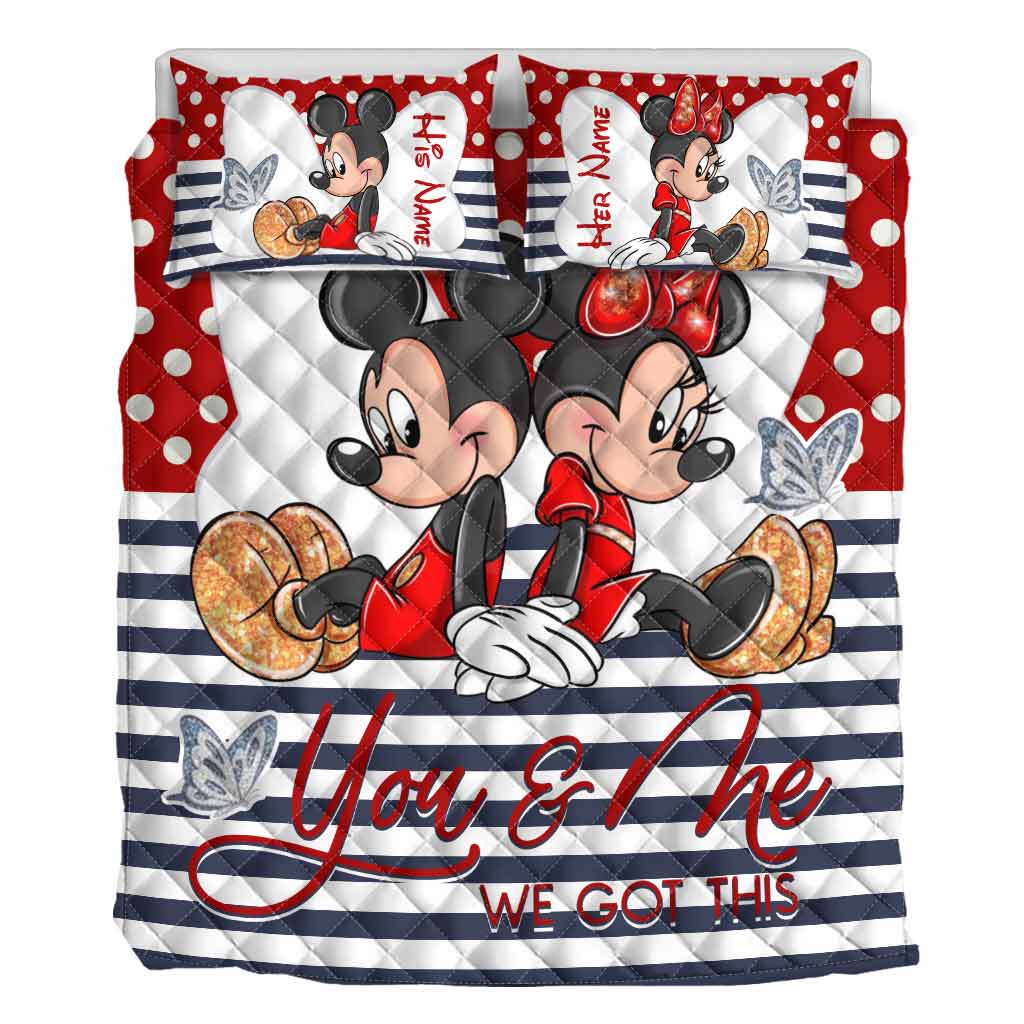 Personalized Mickey & Minnie Quilt Set for Couples | Unique Wedding Gift Quilt Set GradoCreations