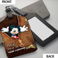 Personalized Leather Luggage Tag with Mickey Mouse Design for Travelers Leather Luggage Tag GradoCreations
