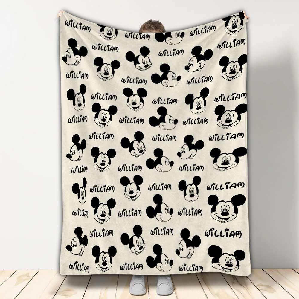 Personalized Mickey Mouse Blanket Custom Name Gift for Kids Blanket GradoCreations