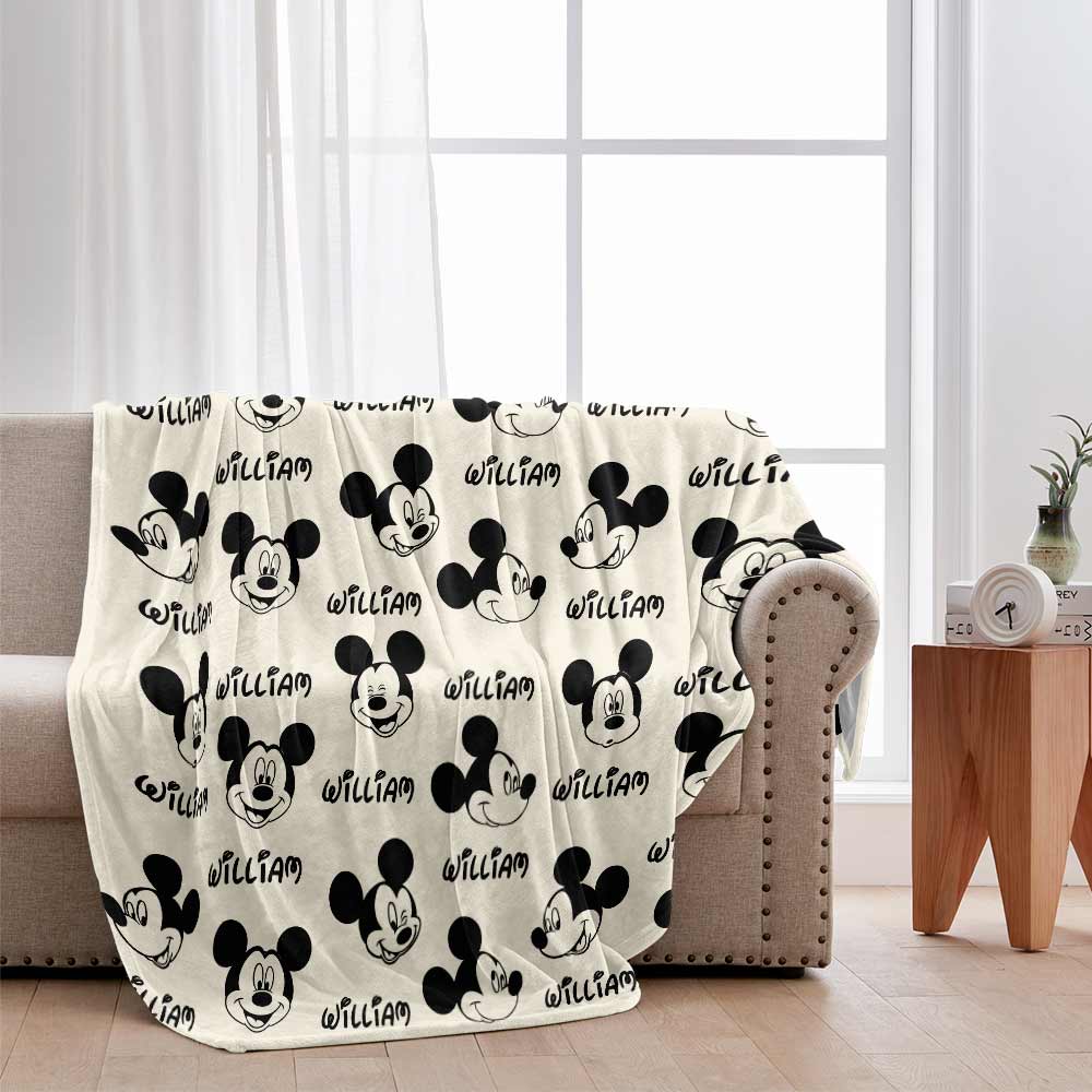 Personalized Mickey Mouse Blanket Custom Name Gift for Kids Blanket GradoCreations