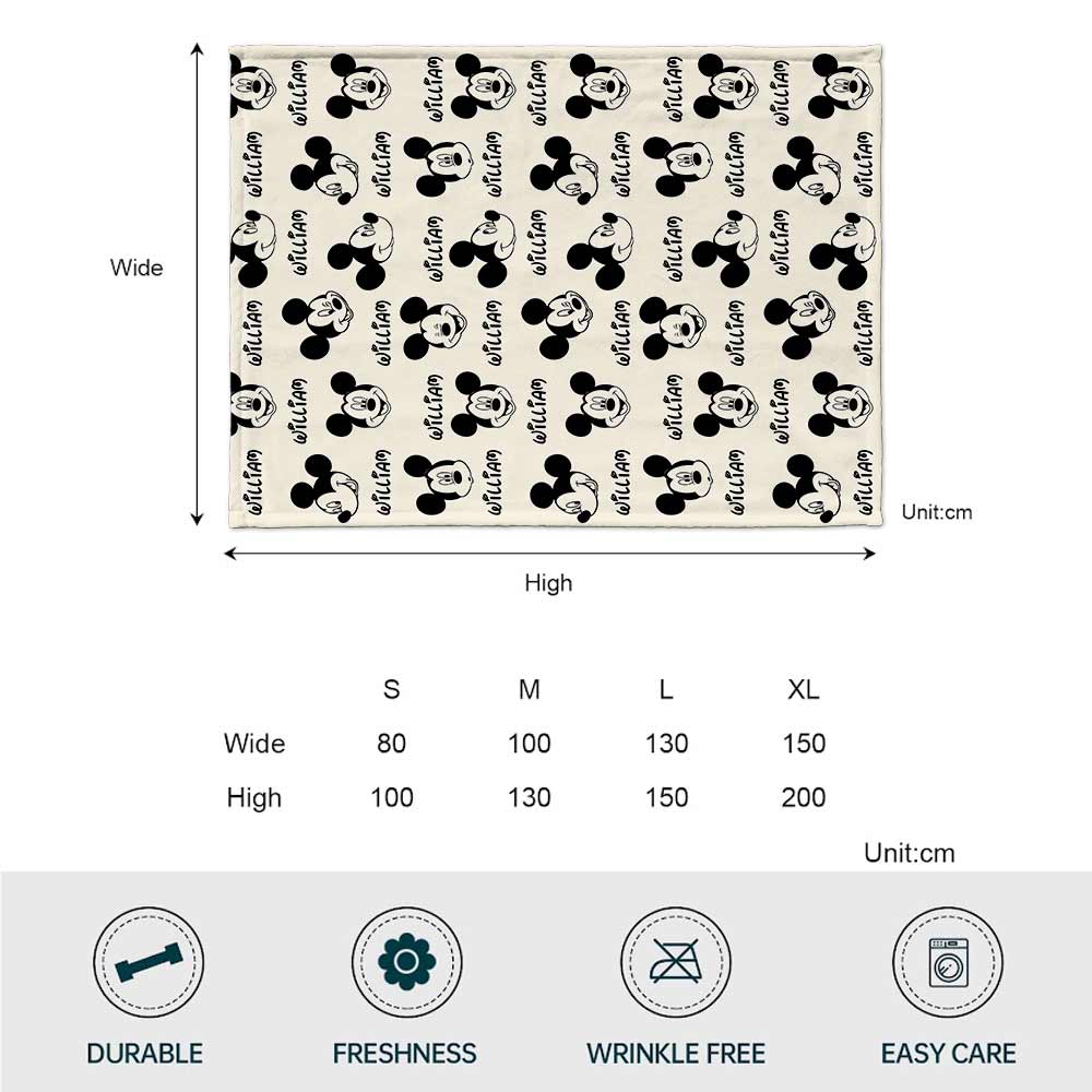 Personalized Mickey Mouse Blanket Custom Name Gift for Kids Blanket GradoCreations