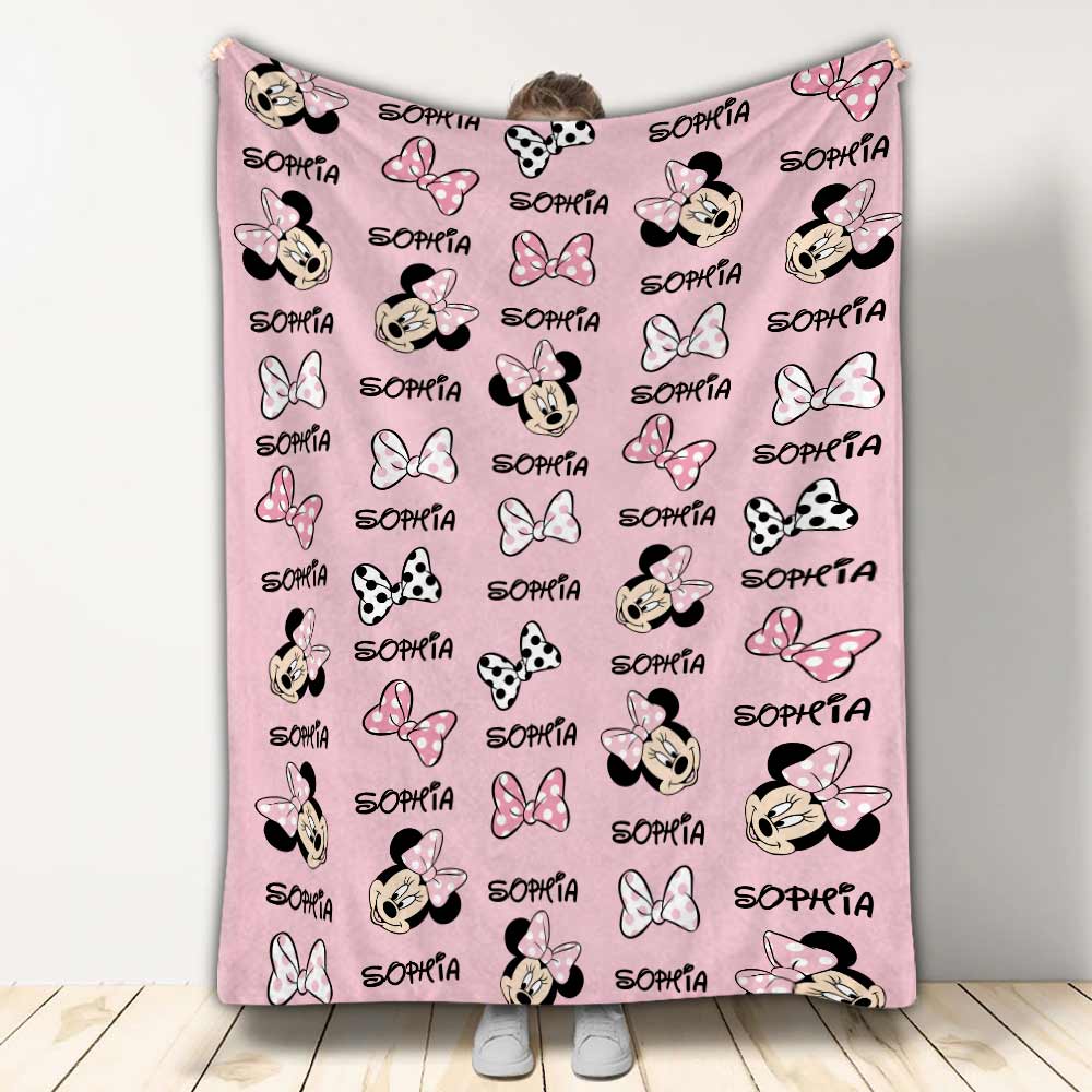Personalized Mouse Ears Blanket Custom Name Soft Flannel Gift Blanket GradoCreations