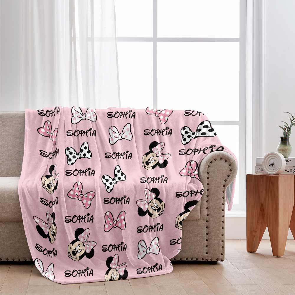 Personalized Mouse Ears Blanket Custom Name Soft Flannel Gift Blanket GradoCreations