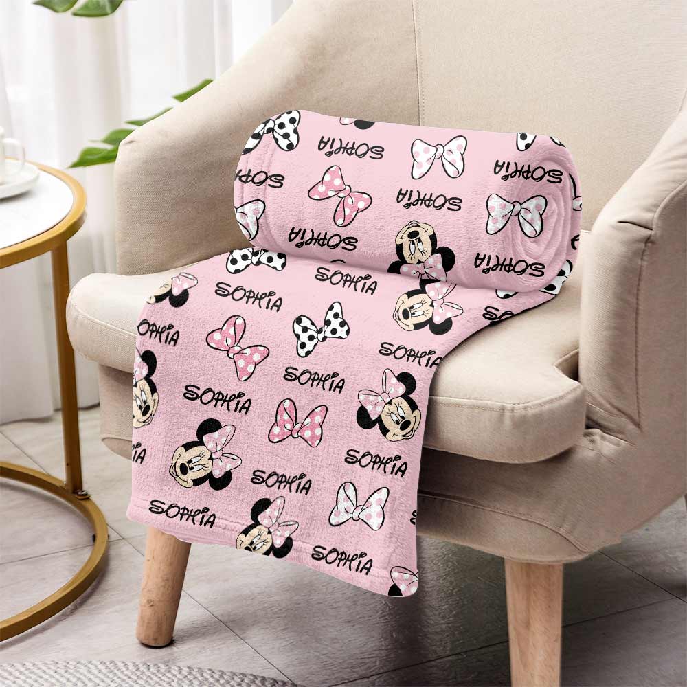 Personalized Mouse Ears Blanket Custom Name Soft Flannel Gift Blanket GradoCreations