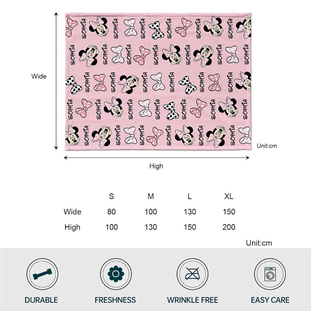 Personalized Mouse Ears Blanket Custom Name Soft Flannel Gift Blanket GradoCreations