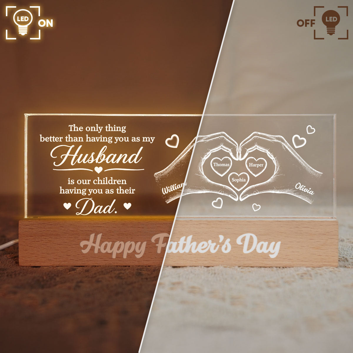 Personalized 3D LED Light Custom Family Name Gift for Dad