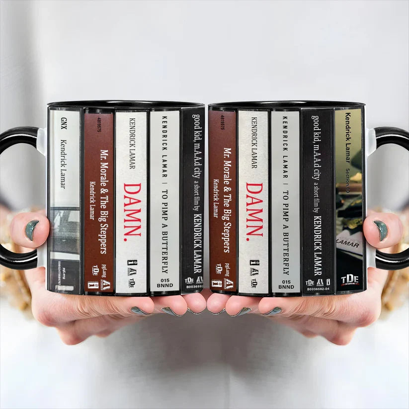 Kendrick Lamar Cassette Accent Mug Retro Design Ceramic Drinkware GradoCreations